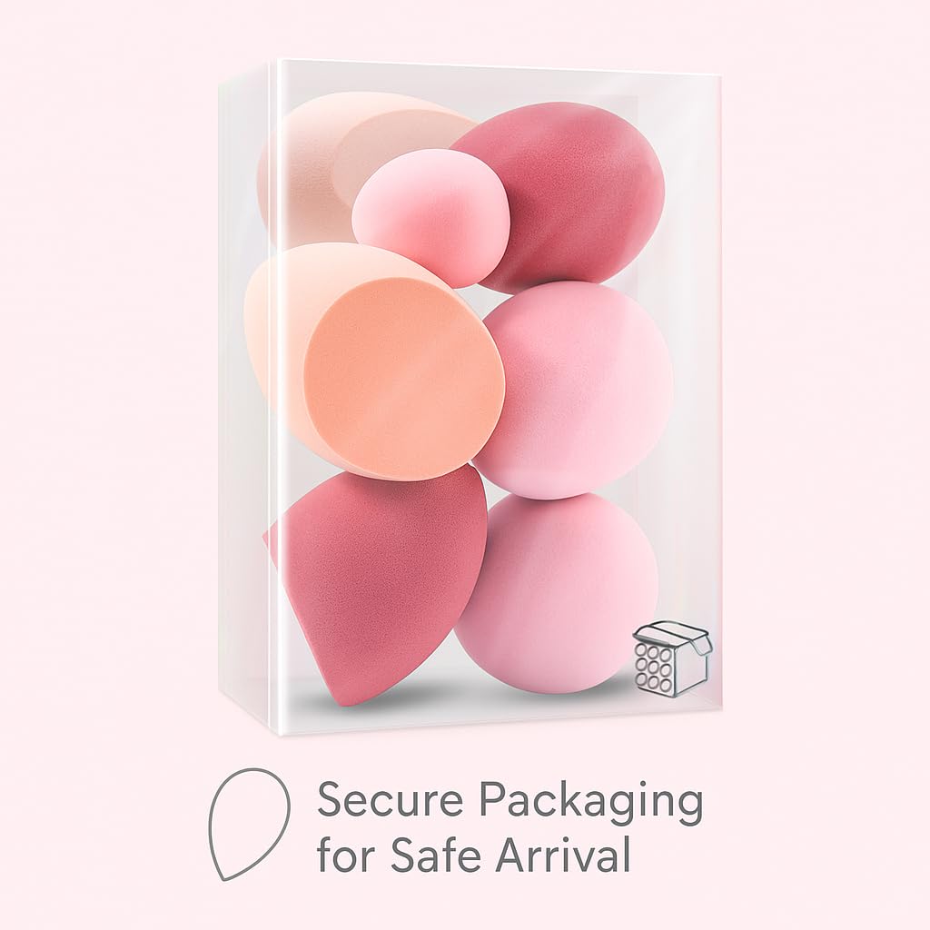 Makeup Sponge Set Blender Sponges 7 Pcs for Liquid, Cream, and Powder, Latex Free, Multi colored Beauty Sponges with 1 Mini Sponge, Vegan & Cruelty-Free