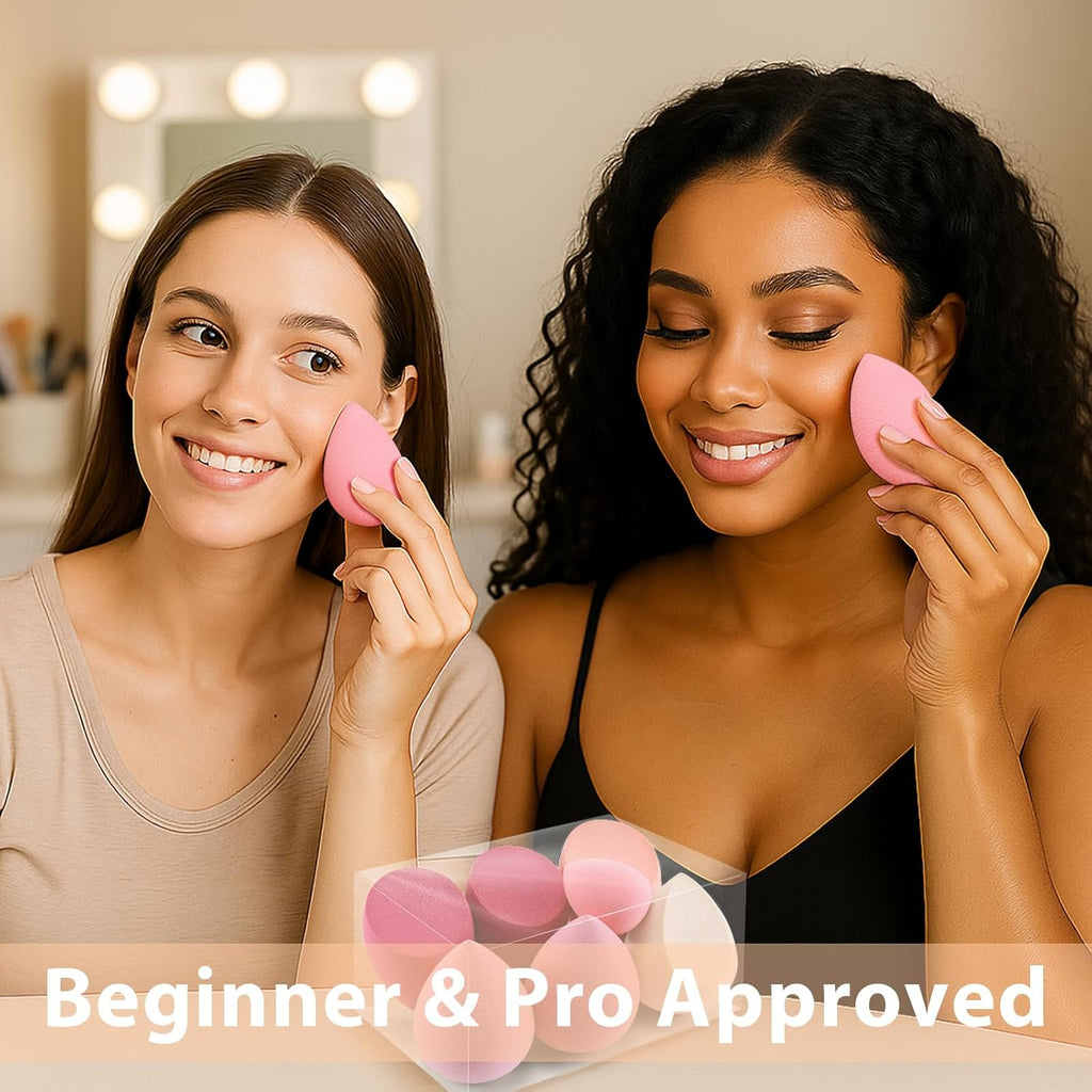 Makeup Sponge Set Blender Sponges 7 Pcs for Liquid, Cream, and Powder, Latex Free, Multi colored Beauty Sponges with 1 Mini Sponge, Vegan & Cruelty-Free