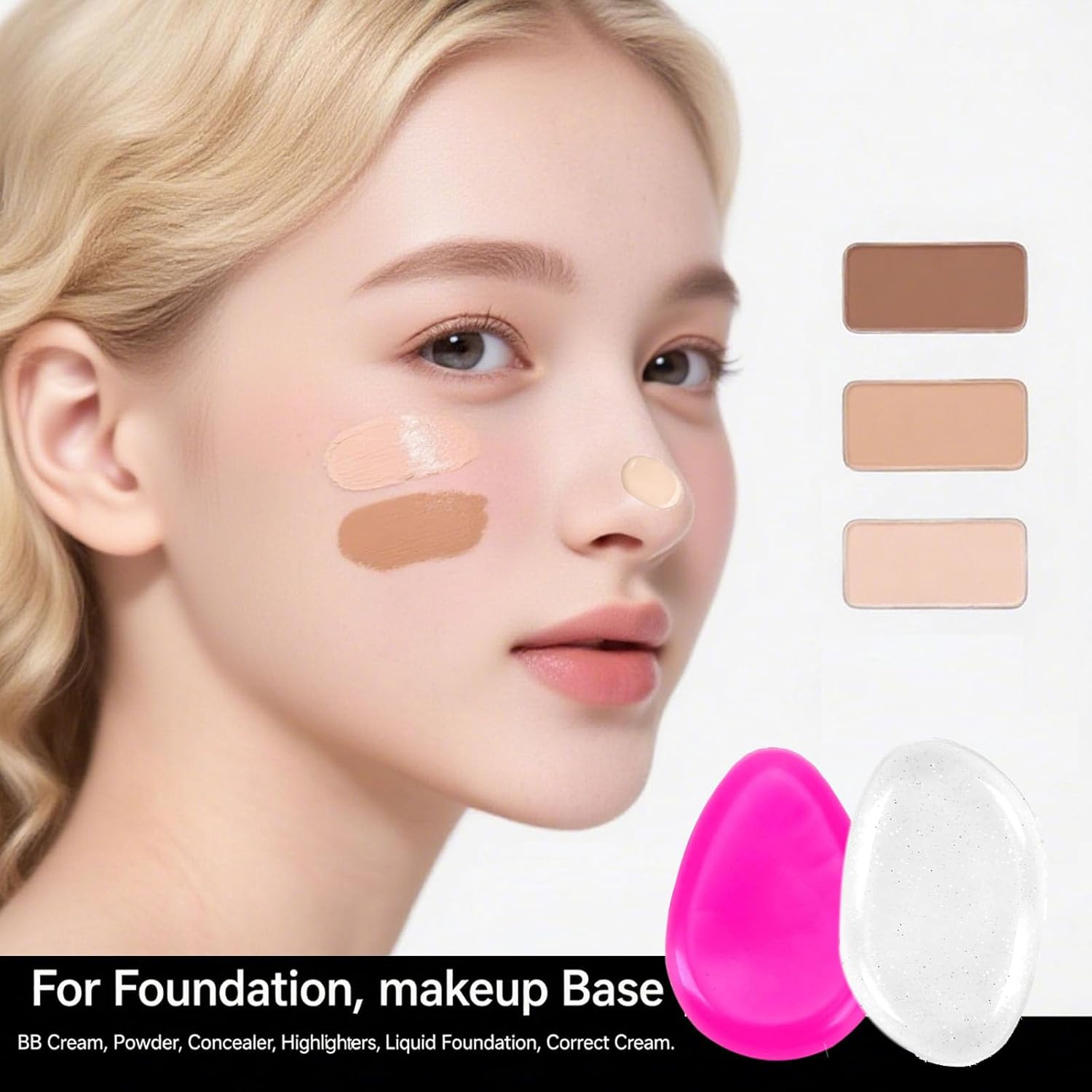 Silicone Makeup Sponge (2-Pack), Reusable Non-Absorbent Makeup Blender for Liquid, Cream & Powder, Latex-Free Foundation Applicator, Easy to Rinse & Reusable