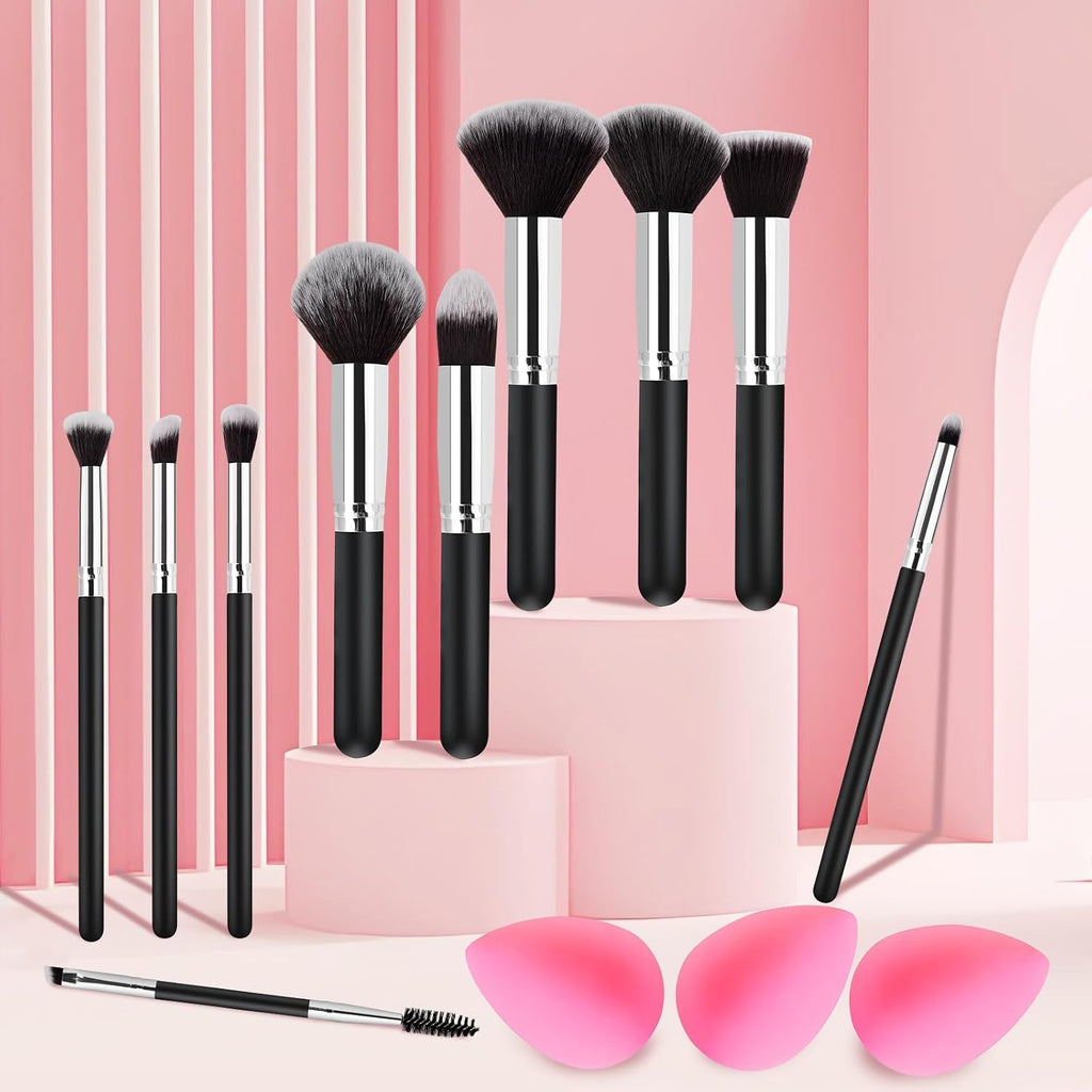 Makeup Brushes Set Gifts for Women, Christmas Stocking Stuffers for Women Teen Girls Wife Sister 13 Pcs Premium Kit with Foundation Concealer Blush Sponge Professional Beauty Blenders Accessories