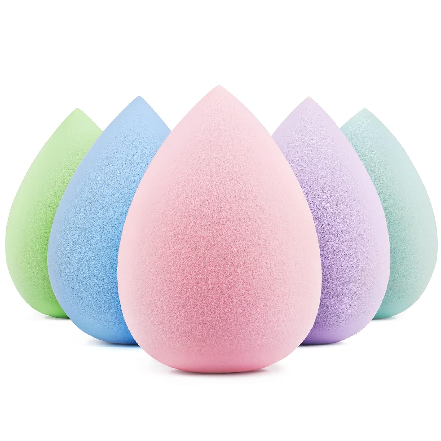 Makeup Sponge Set, 5 Pcs Foundation Blending Sponge, Beauty Sponges Flawless for Liquid, Cream, and Powder, Latex-Free and Vegan  Makeup Sponges, Black